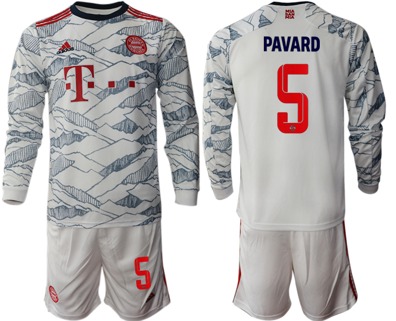 Men 2021-2022 Club Bayern Munich Second away white Long Sleeve #5 Soccer Jersey